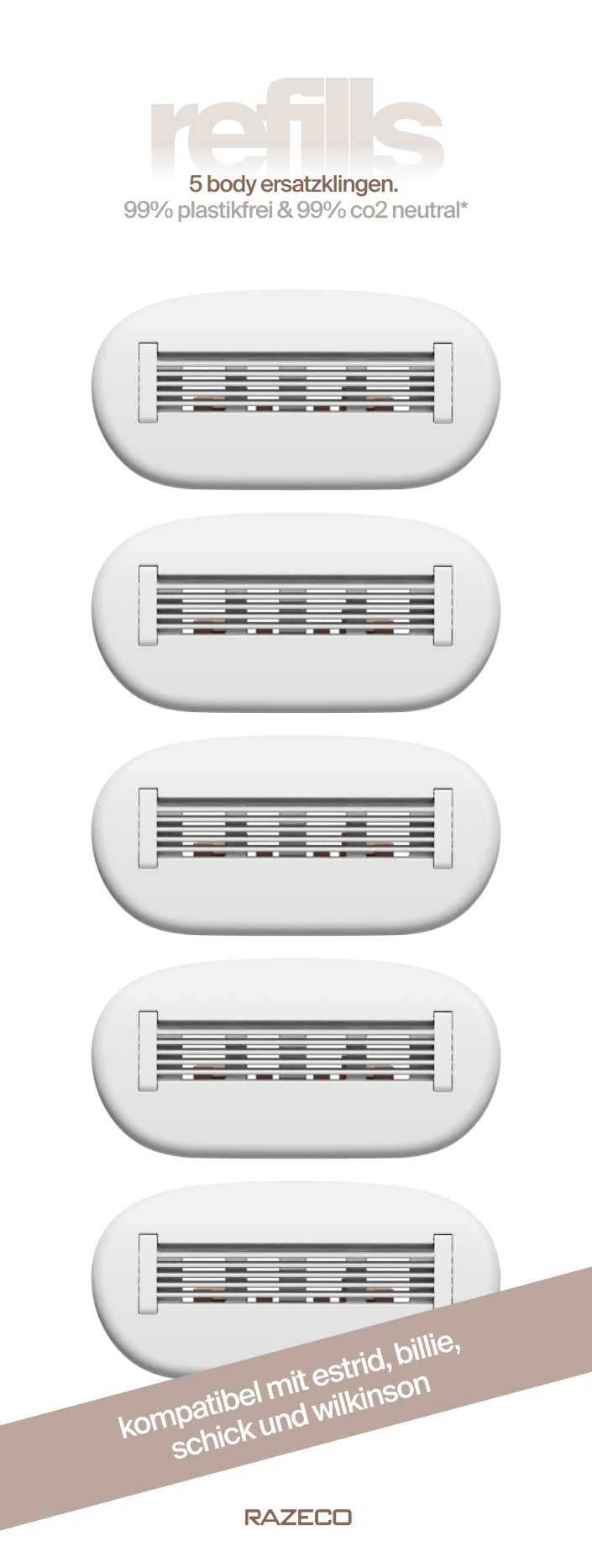Plastikfreie Rasierklingen für Estrid Griffe